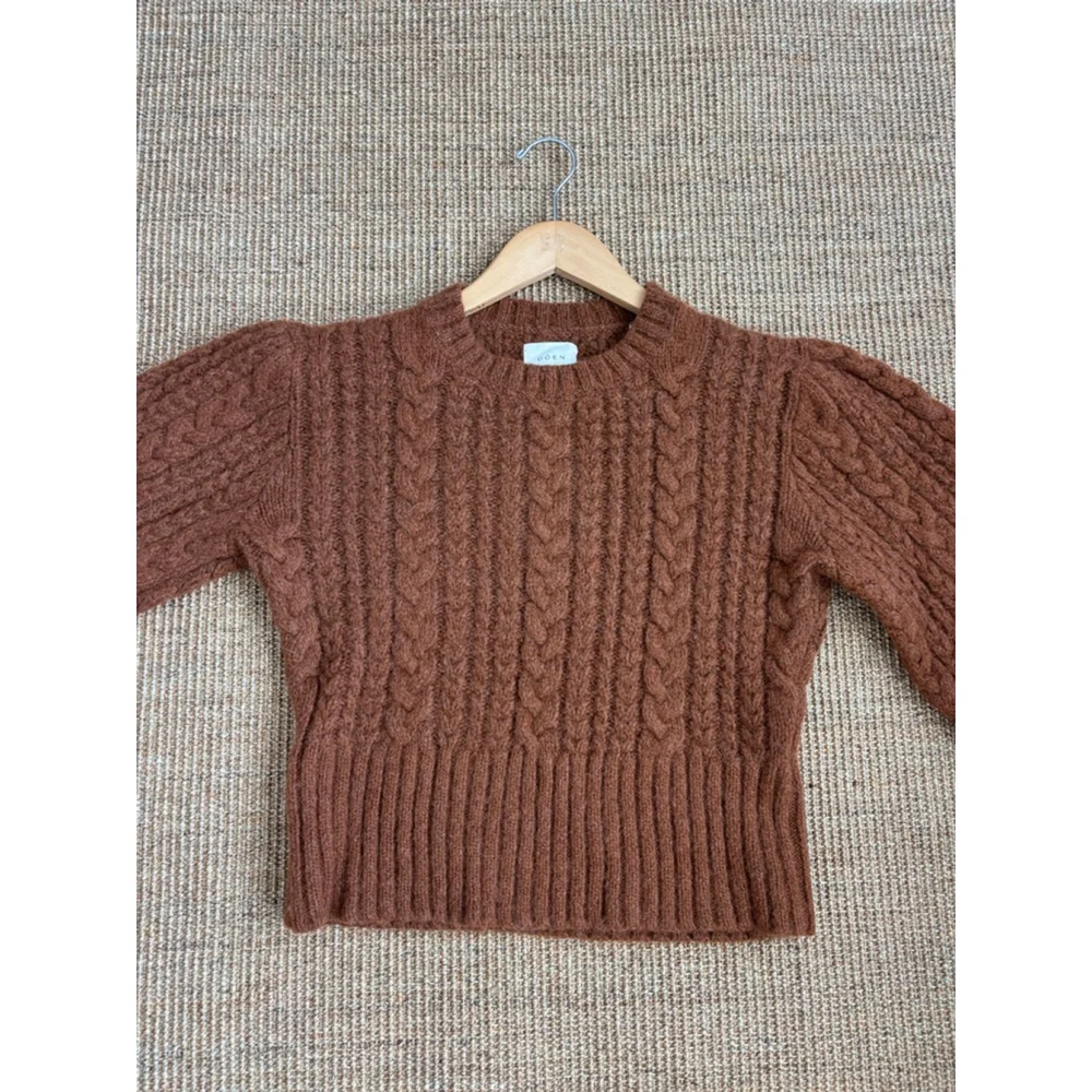 DOEN Cable Knit Sweater Brown Size M - Picture 7 of 12